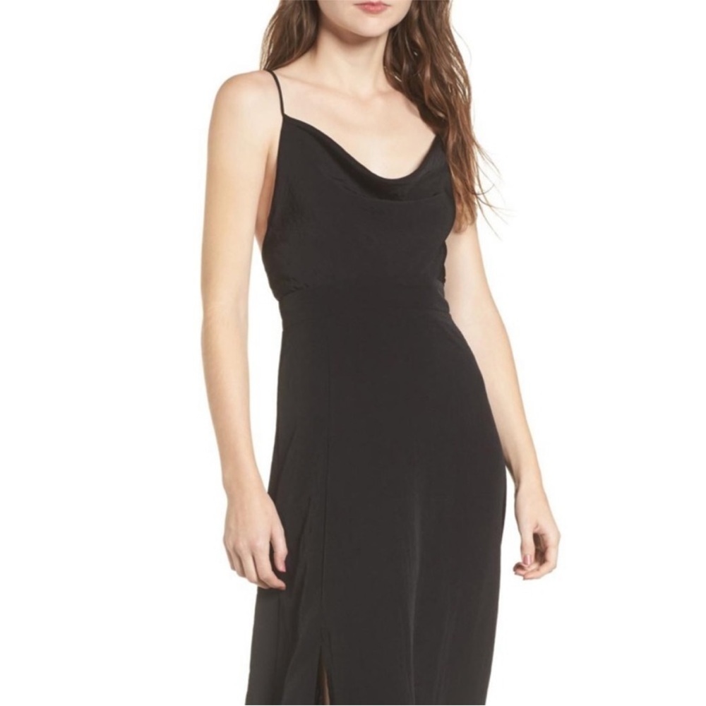 4S13NNAI Black Maxi Formal Prom Bridesmaids Dress Size Small NWT High Leg Slit